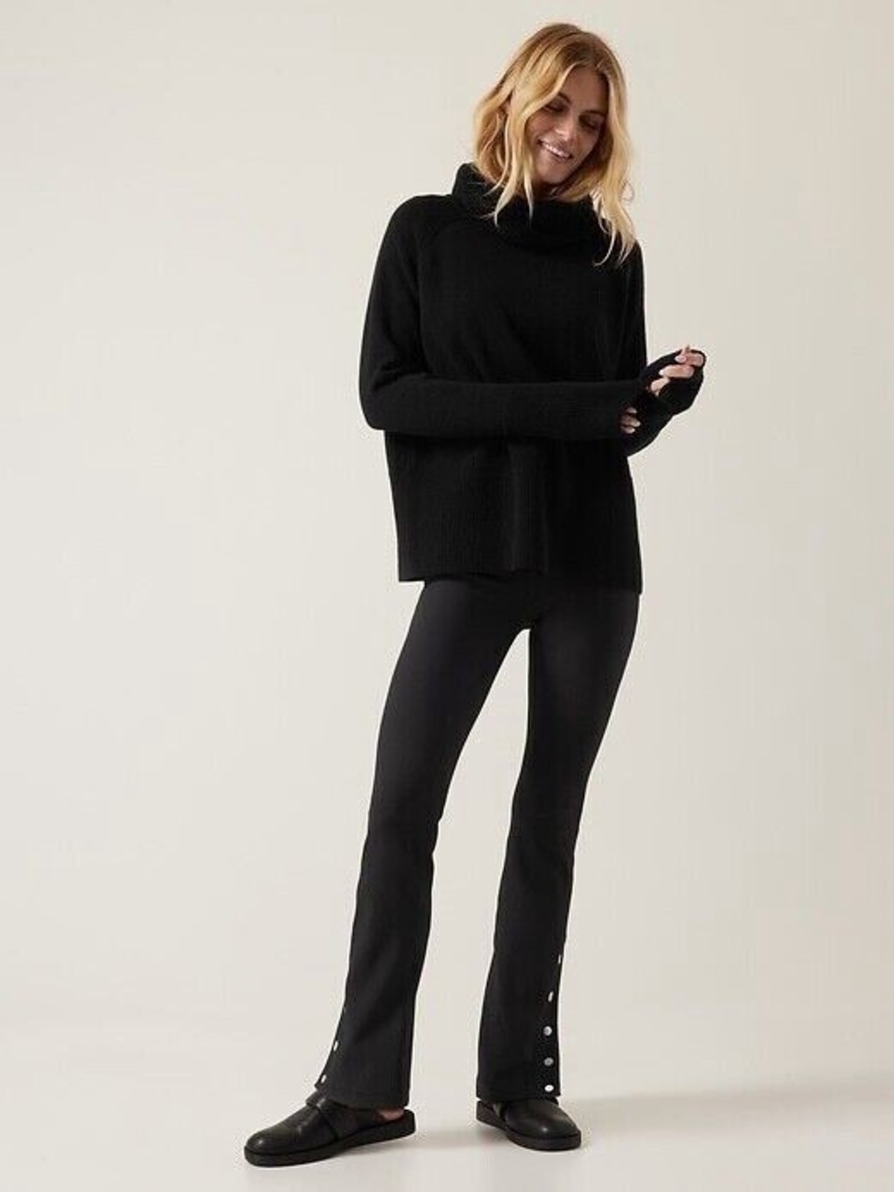 ATHLETA Elation Rib Snap Pant Black Size Small Petite - SP